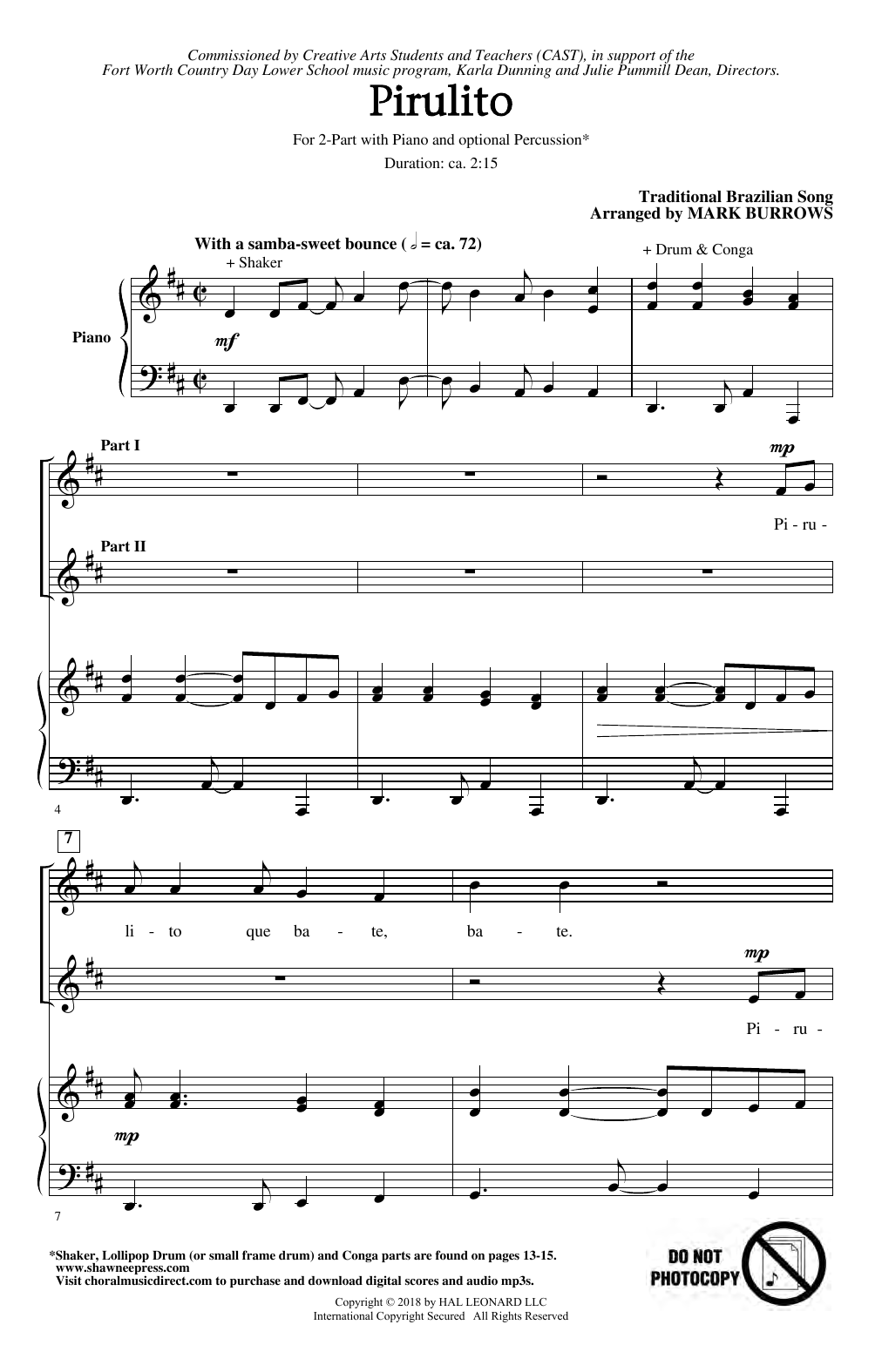 Mark Burrows Pirulito sheet music notes and chords. Download Printable PDF.