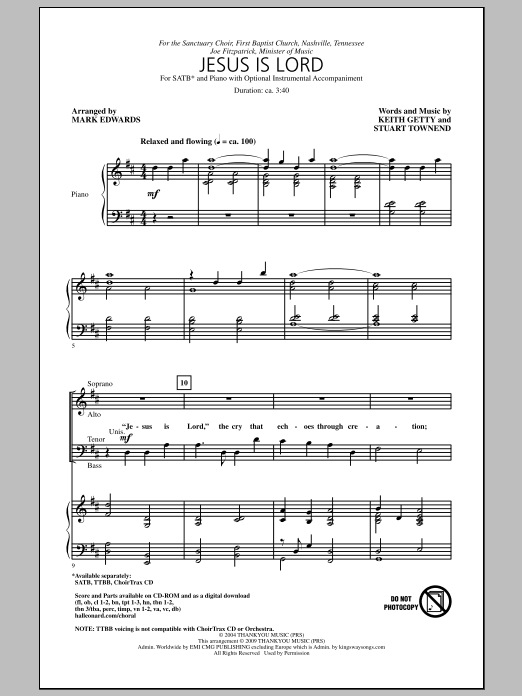Learn to play Mark Edwards Jesus Is Lord sheet music for TTBB Choir in minutes. Price: 3.9900$ Mark Edwards Jesus Is Lord sheet music notes and chords arranged for TTBB Choir