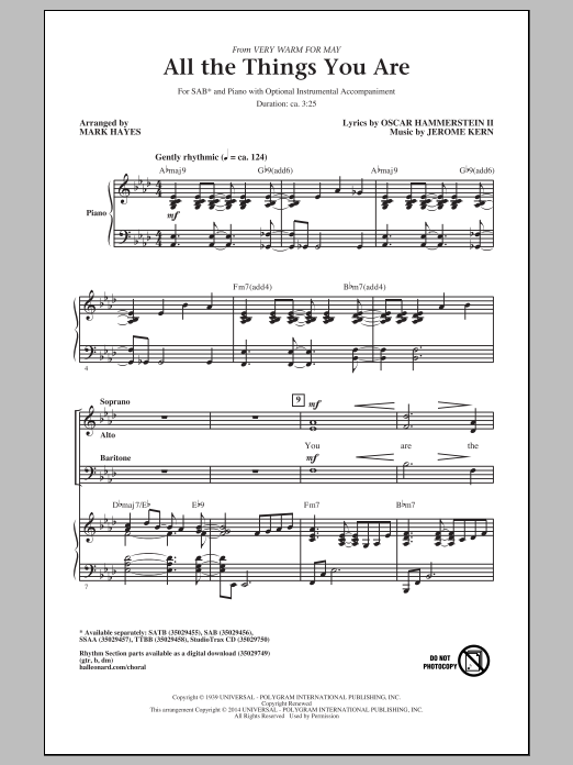 Learn to play Mark Hayes All The Things You Are sheet music for TTBB Choir in minutes. Price: 3.9900$ Mark Hayes All The Things You Are sheet music notes and chords arranged for TTBB Choir