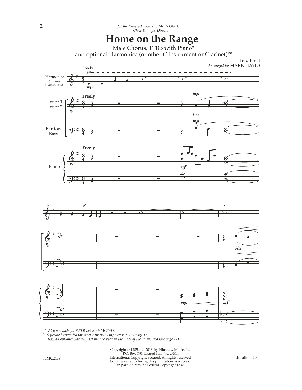 Learn to play Mark Hayes Home On The Range sheet music for TTBB Choir in minutes. Price: 3.9900$ Mark Hayes Home On The Range sheet music notes and chords arranged for TTBB Choir