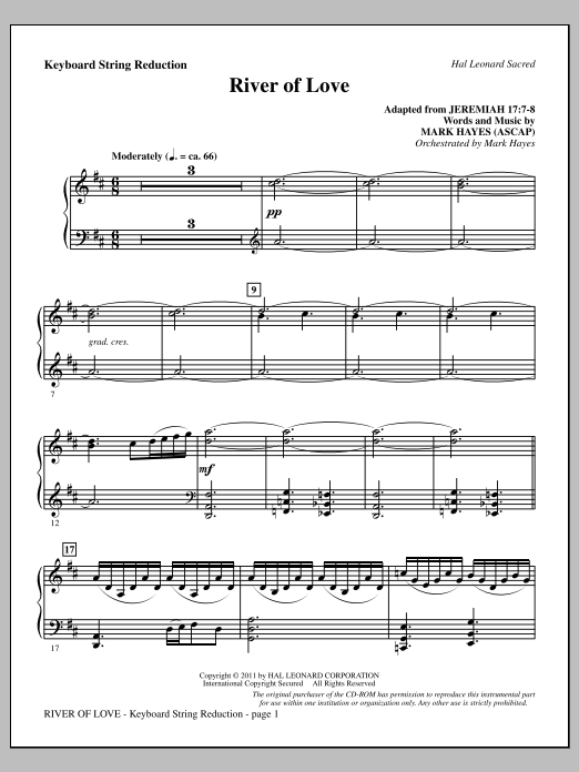 Mark Hayes River Of Love - Keyboard String Reduction sheet music notes and chords arranged for Choir Instrumental Pak