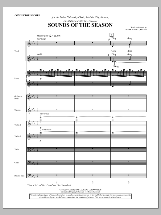 Learn to play Mark Hayes Sounds Of The Season - Score sheet music for Choir Instrumental Pak in minutes. Price: 8.9900$ Mark Hayes Sounds Of The Season - Score sheet music notes and chords arranged for Choir Instrumental Pak
