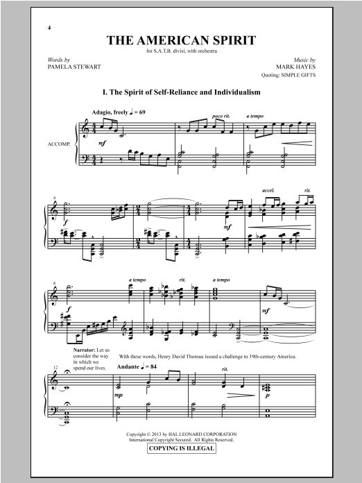 Mark Hayes The American Spirit sheet music notes and chords. Download Printable PDF.