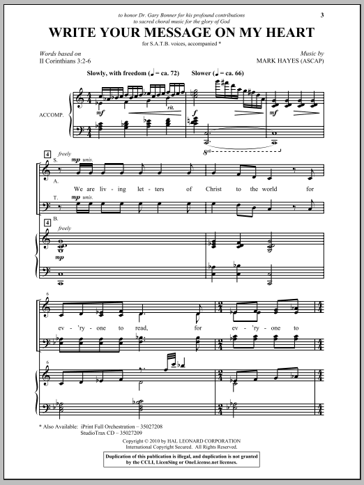 Learn to play Mark Hayes Write Your Message On My Heart sheet music for SATB Choir in minutes. Price: 3.9900$ Mark Hayes Write Your Message On My Heart sheet music notes and chords arranged for SATB Choir