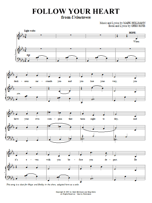 Mark Hollmann Follow Your Heart sheet music notes and chords. Download Printable PDF.