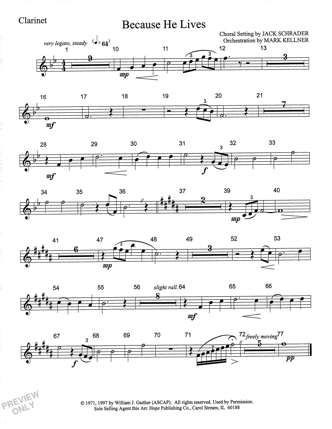 Learn to play Mark Kellner Because He Lives - Clarinet sheet music for Choir Instrumental Pak in minutes. Price: 69.9900$ Mark Kellner Because He Lives - Clarinet sheet music notes and chords arranged for Choir Instrumental Pak