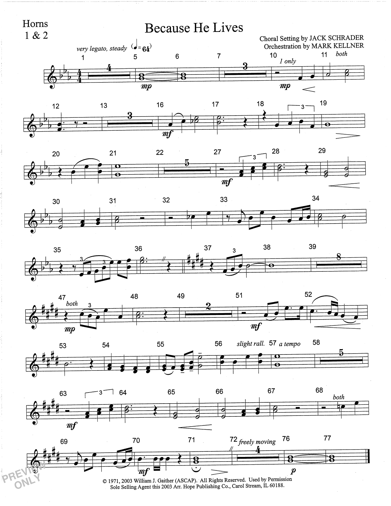 Learn to play Mark Kellner Because He Lives - Flugelhorn Solo sheet music for Choir Instrumental Pak in minutes. Price: 69.9900$ Mark Kellner Because He Lives - Flugelhorn Solo sheet music notes and chords arranged for Choir Instrumental Pak