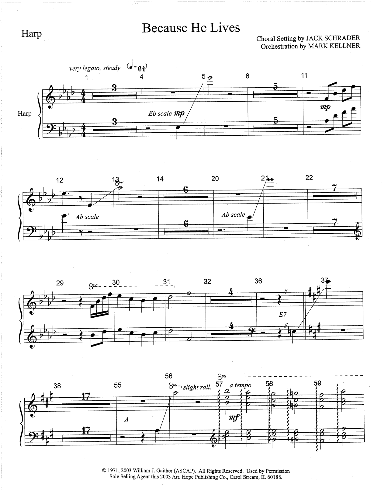 Learn to play Mark Kellner Because He Lives - Harp sheet music for Choir Instrumental Pak in minutes. Price: 69.9900$ Mark Kellner Because He Lives - Harp sheet music notes and chords arranged for Choir Instrumental Pak