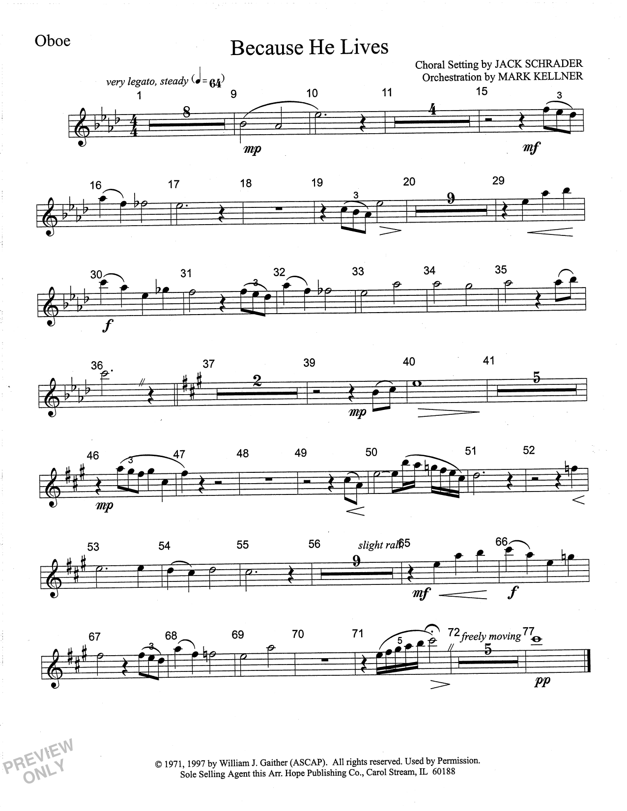 Learn to play Mark Kellner Because He Lives - Oboe sheet music for Choir Instrumental Pak in minutes. Price: 69.9900$ Mark Kellner Because He Lives - Oboe sheet music notes and chords arranged for Choir Instrumental Pak