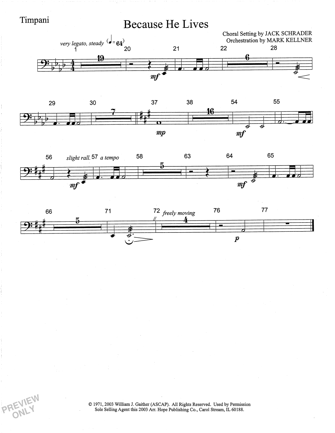 Learn to play Mark Kellner Because He Lives - Timpani sheet music for Choir Instrumental Pak in minutes. Price: 69.9900$ Mark Kellner Because He Lives - Timpani sheet music notes and chords arranged for Choir Instrumental Pak