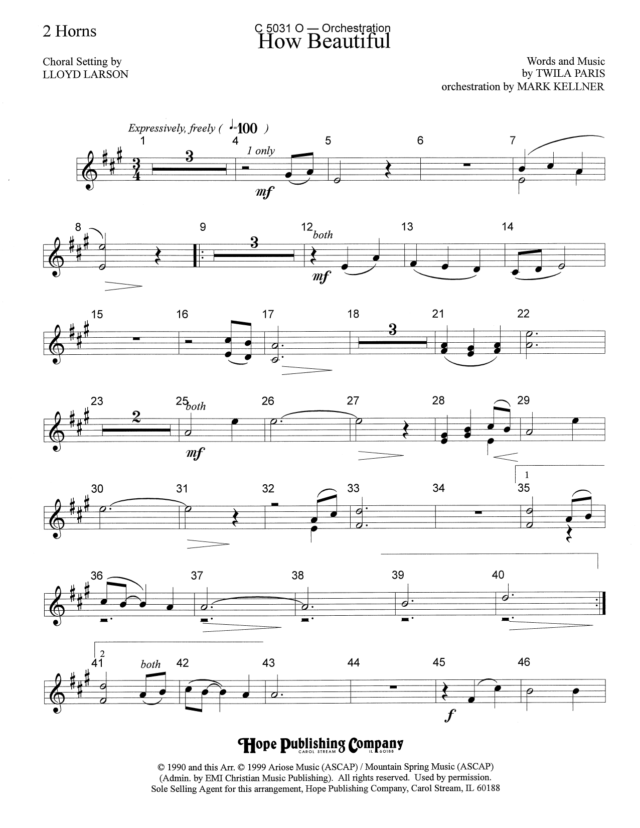 Learn to play Mark Kellner How Beautiful - F Horn 1 & 2 sheet music for Choir Instrumental Pak in minutes. Price: 69.9900$ Mark Kellner How Beautiful - F Horn 1 & 2 sheet music notes and chords arranged for Choir Instrumental Pak