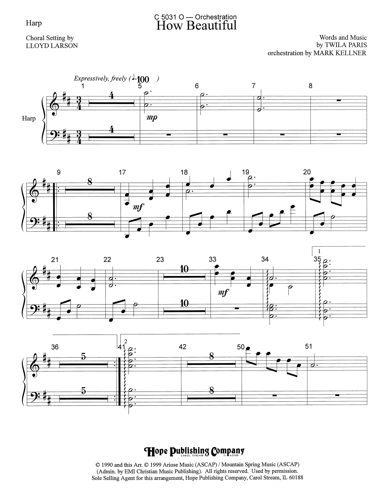 Learn to play Mark Kellner How Beautiful - Harp sheet music for Choir Instrumental Pak in minutes. Price: 69.9900$ Mark Kellner How Beautiful - Harp sheet music notes and chords arranged for Choir Instrumental Pak