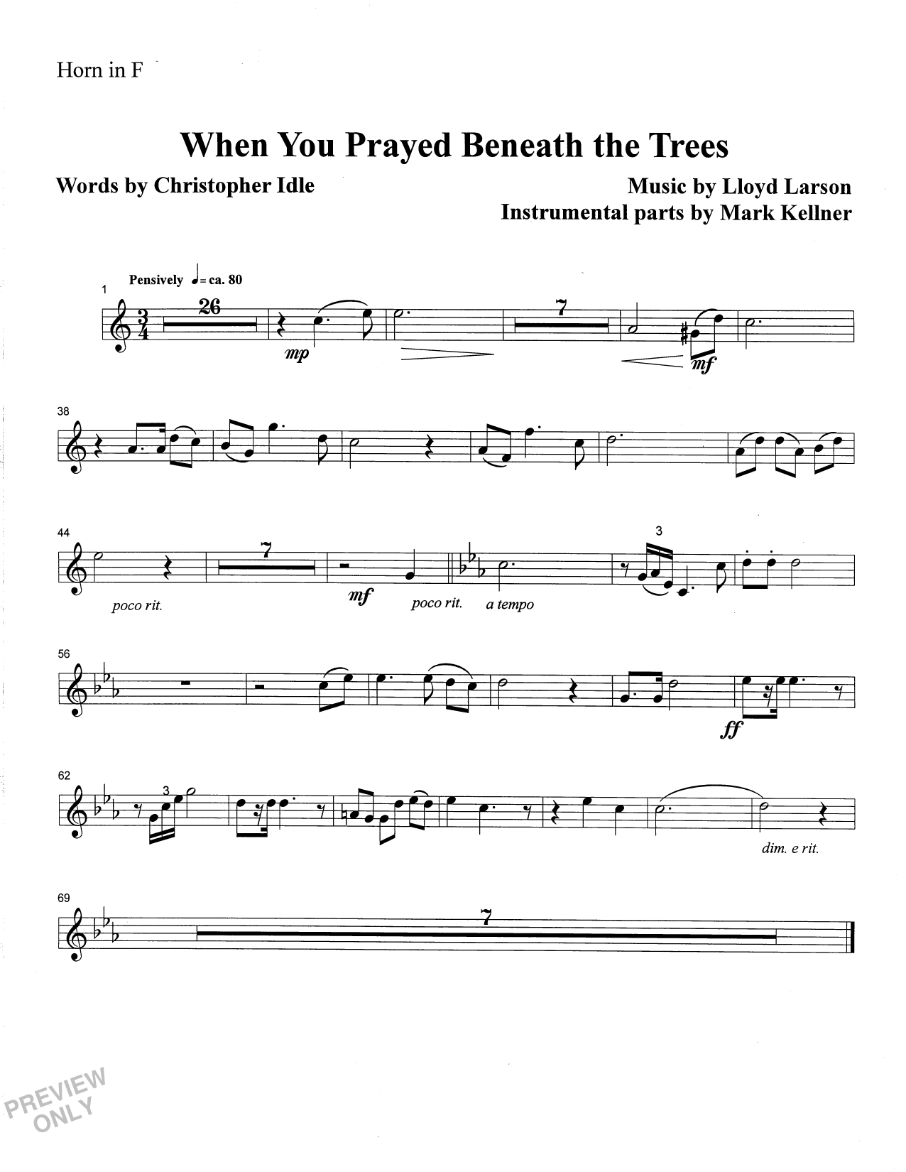 Learn to play Mark Kellner When You Prayed Beneath The Trees - Flugelhorn Solo sheet music for Choir Instrumental Pak in minutes. Price: 26.9900$ Mark Kellner When You Prayed Beneath The Trees - Flugelhorn Solo sheet music notes and chords arranged for Choir Instrumental Pak