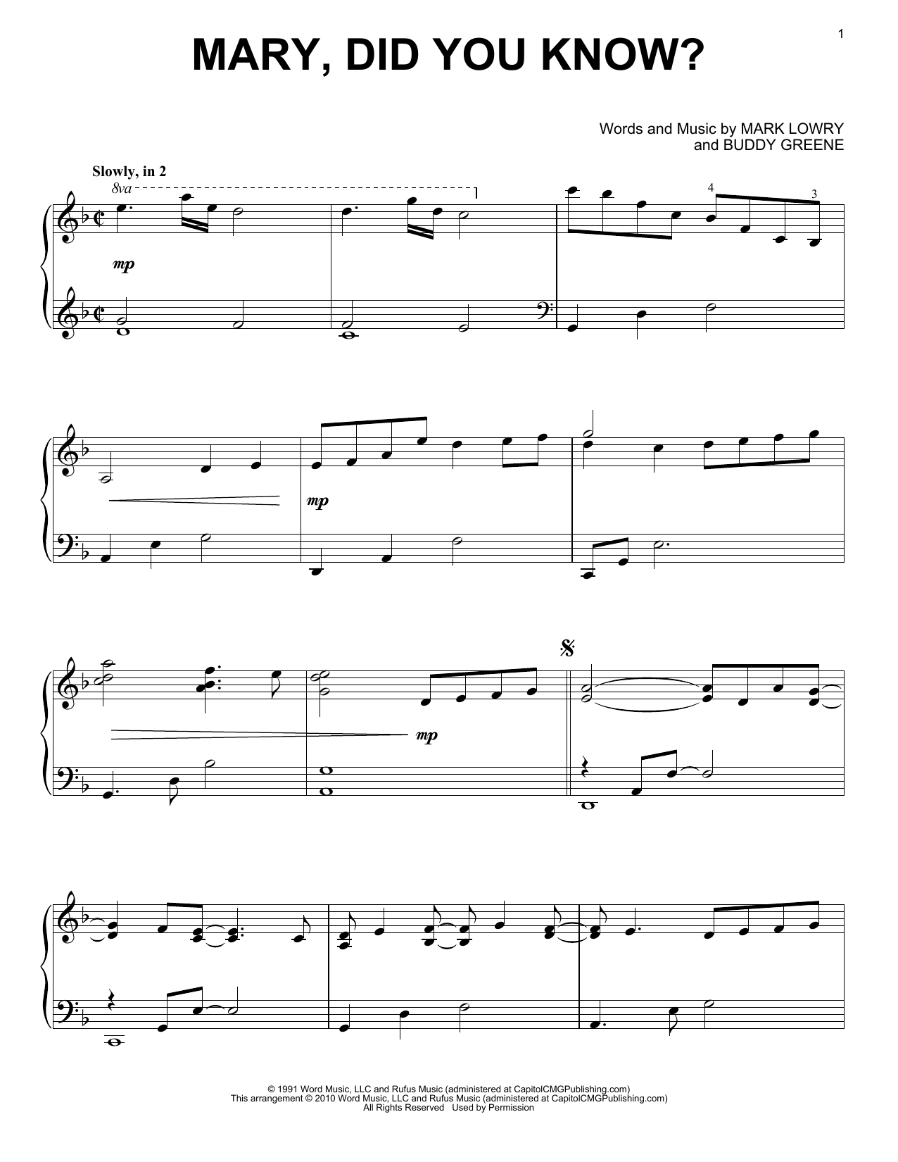 Mark Lowry Mary Did You Know Sheet Music PDF Notes Chords 