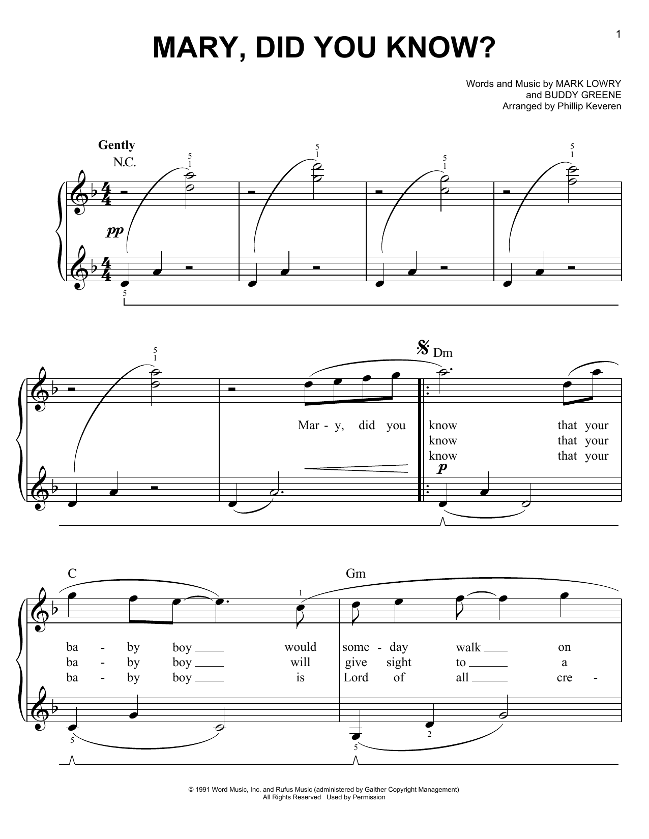 Mark Lowry Mary Did You Know Arr Phillip Keveren Sheet Music Pdf Notes Chords Christian Score Easy Piano Download Printable Sku 157540