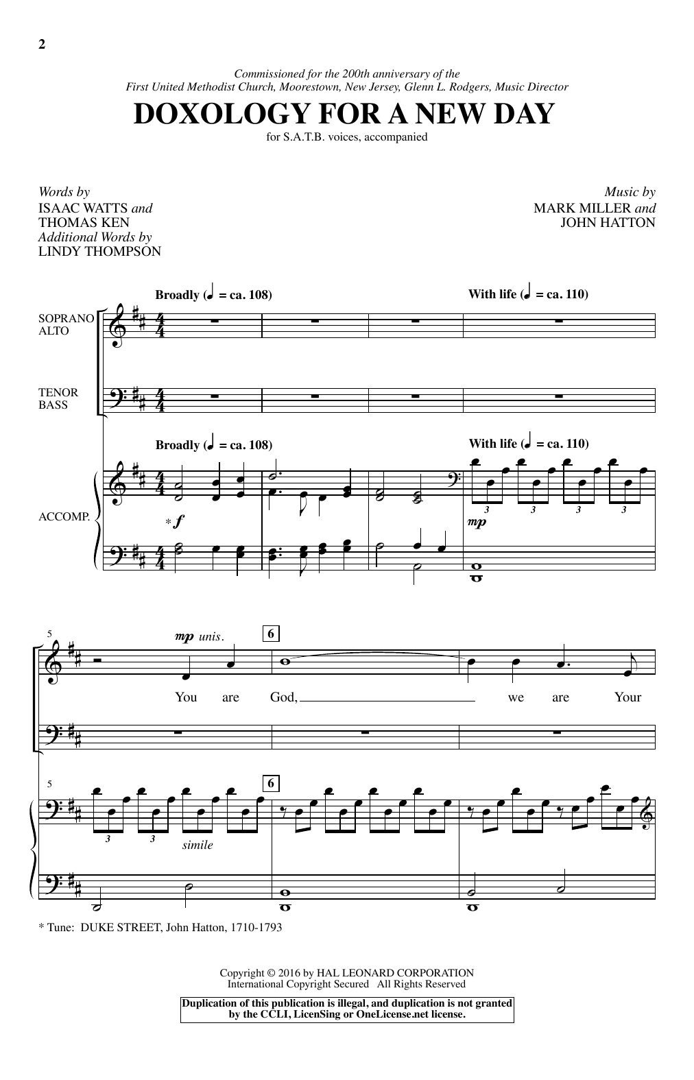 Learn to play Mark Miller Doxology For A New Day sheet music for SATB Choir in minutes. Price: 3.9900$ Mark Miller Doxology For A New Day sheet music notes and chords arranged for SATB Choir