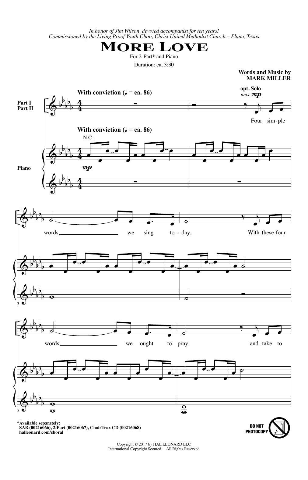 Mark Miller More Love sheet music notes and chords. Download Printable PDF.