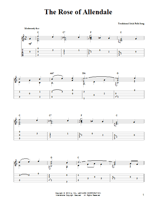 Learn to play Irish Folksong The Rose Of Allendale sheet music for Easy Guitar Tab in minutes. Irish Folksong The Rose Of Allendale sheet music notes and chords. Download Printable PDF.