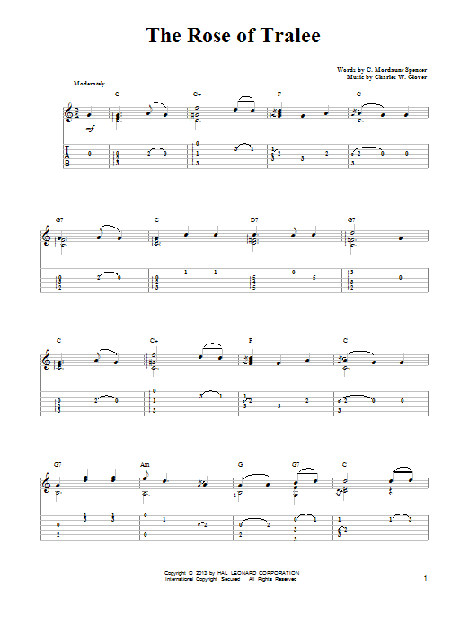 Learn to play Charles W. Glover The Rose Of Tralee sheet music for Easy Guitar Tab in minutes. Charles W. Glover The Rose Of Tralee sheet music notes and chords. Download Printable PDF.