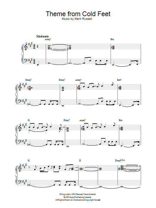 Learn to play Mark Russell Theme from Cold Feet sheet music for Piano Solo in minutes. Mark Russell Theme from Cold Feet sheet music notes and chords. Download Printable PDF.
