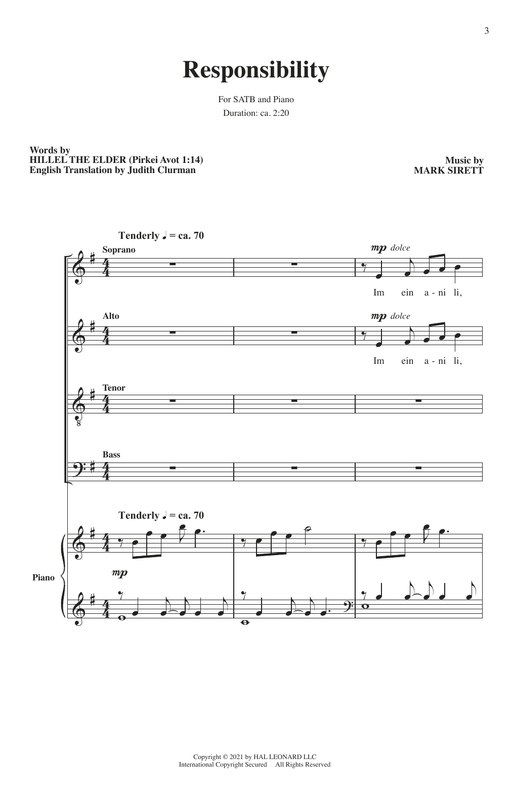 Mark Sirett Responsibility sheet music notes and chords. Download Printable PDF.