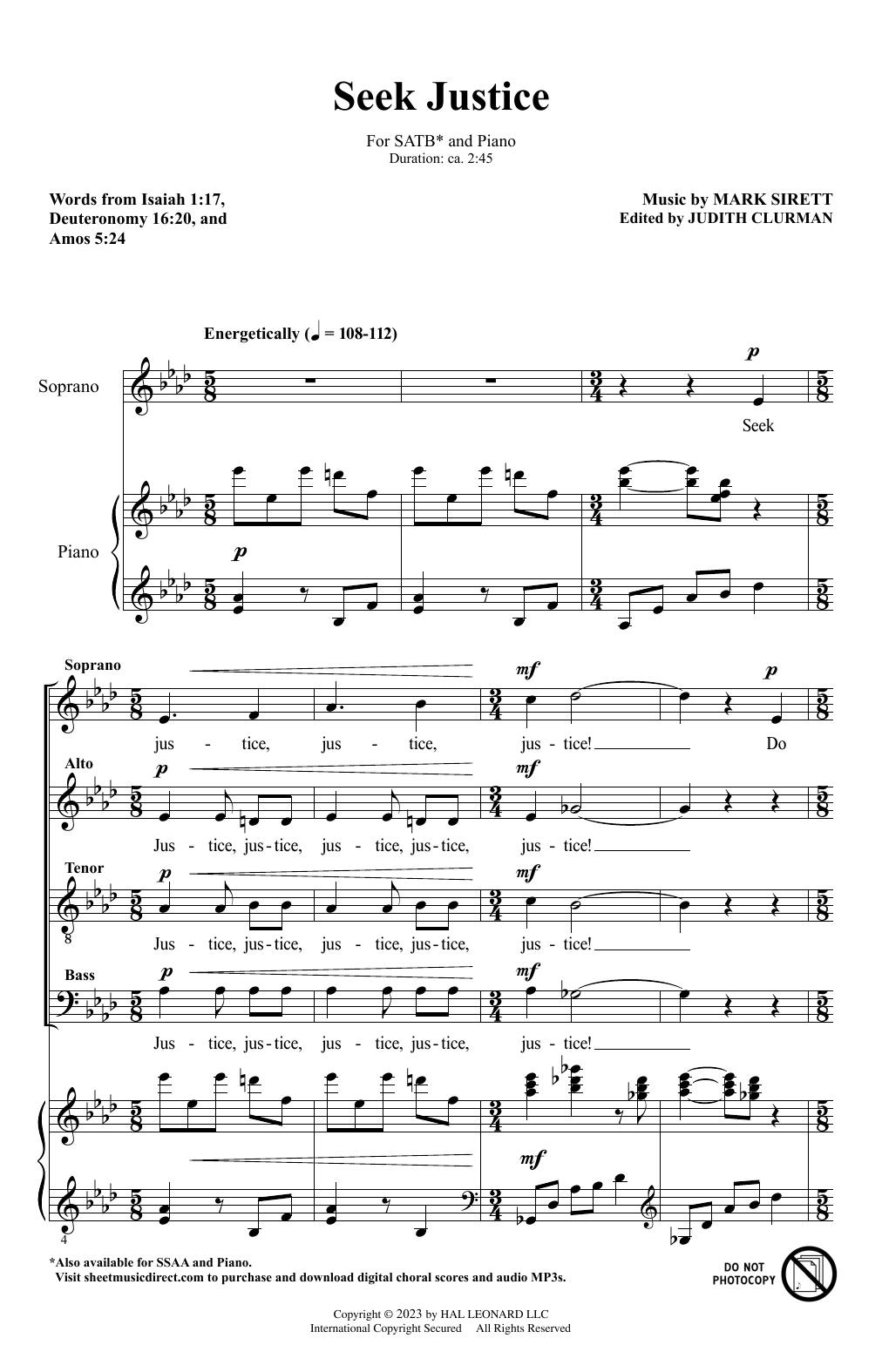 Mark Sirett Seek Justice sheet music notes and chords. Download Printable PDF.