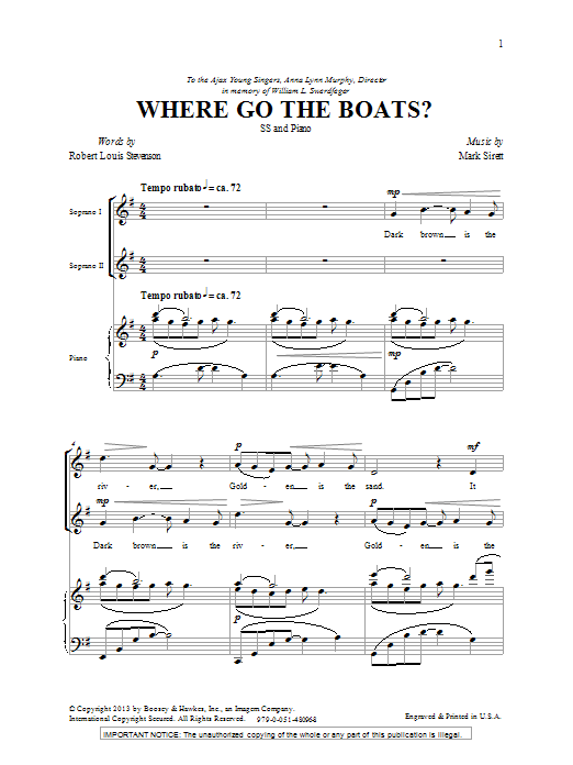 Learn to play Mark Sirett Where Go The Boats sheet music for 2-Part Choir in minutes. Mark Sirett Where Go The Boats sheet music notes and chords. Download Printable PDF.