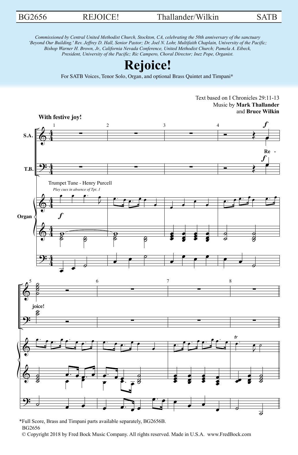 Mark Thallander & Bruce Wilkin Rejoice sheet music notes and chords. Download Printable PDF.