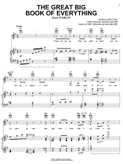 Learn to play Fred Newman The Great Big Book Of Everything (from Stanley) sheet music for Piano, Vocal & Guitar (Right-Hand Melody) in minutes. Price: 7.8900$ Fred Newman The Great Big Book Of Everything (from Stanley) sheet music notes and chords. Download Printable PDF.