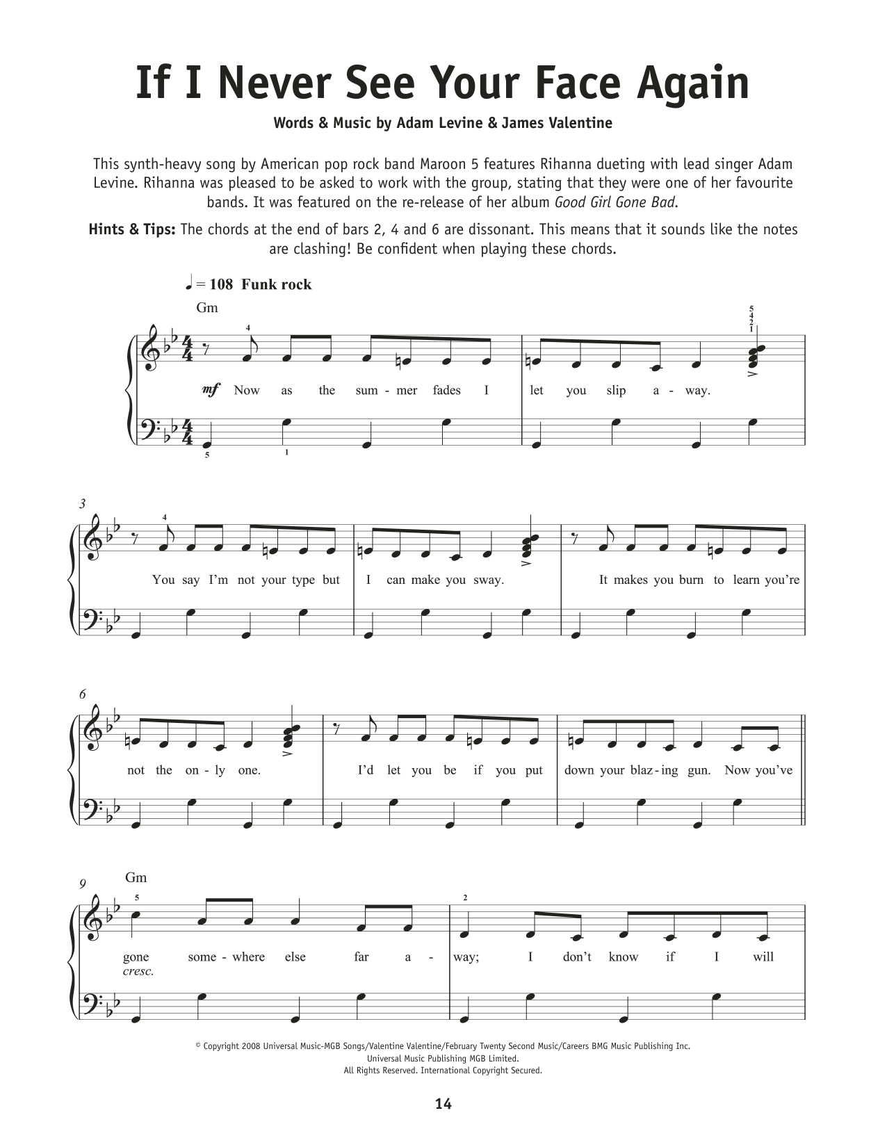 Maroon5 If I Never See Your Face Again (feat. Rihanna) sheet music notes and chords. Download Printable PDF.