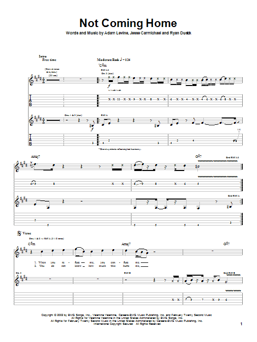 Learn to play Maroon 5 Not Coming Home sheet music for Piano, Vocal & Guitar in minutes. Maroon 5 Not Coming Home sheet music notes and chords. Download Printable PDF.