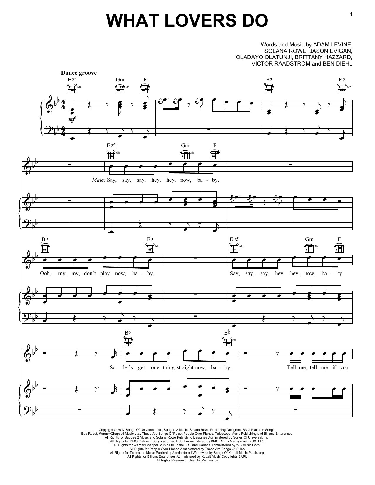 Maroon 5 What Lovers Do sheet music notes and chords. Download Printable PDF.