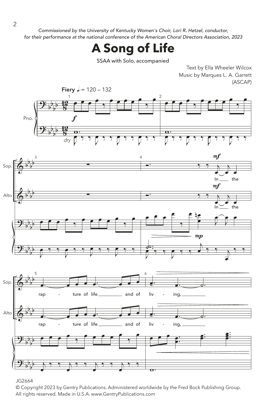 Learn to play Marques L.A. Garrett A Song of Life sheet music for SSAA Choir in minutes. Price: 5.8900$ Marques L.A. Garrett A Song of Life sheet music notes and chords arranged for SSAA Choir