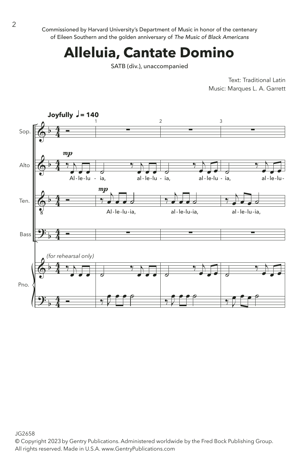 Learn to play Marques L.A. Garrett Alleluia, Cantate Domino sheet music for Choir in minutes. Price: 4.7900$ Marques L.A. Garrett Alleluia, Cantate Domino sheet music notes and chords arranged for Choir