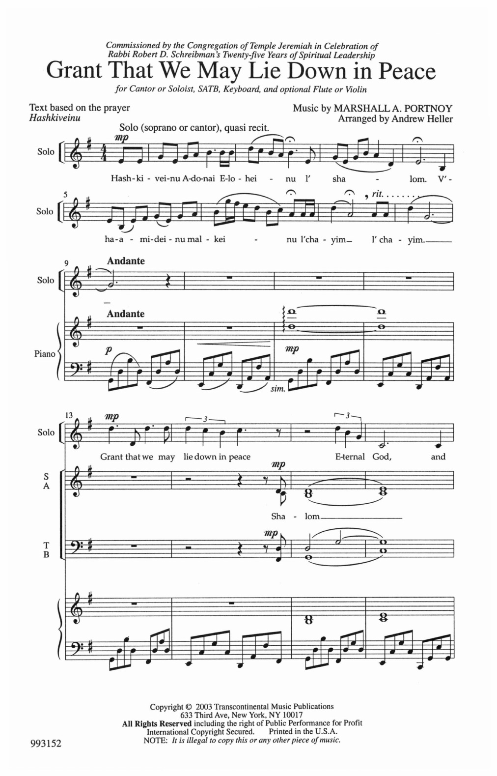Learn to play Marshall Portnoy Grant That We Lie Down sheet music for SATB Choir in minutes. Price: 3.9900$ Marshall Portnoy Grant That We Lie Down sheet music notes and chords arranged for SATB Choir