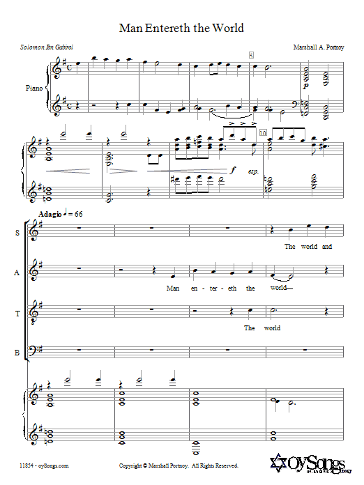 Marshall Portnoy Man Entereth the World sheet music notes and chords arranged for SATB Choir