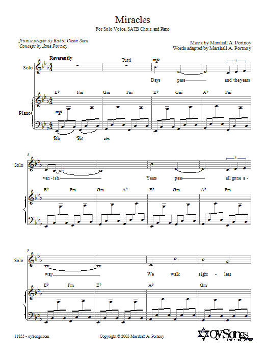 Marshall Portnoy Miracles sheet music notes and chords. Download Printable PDF.