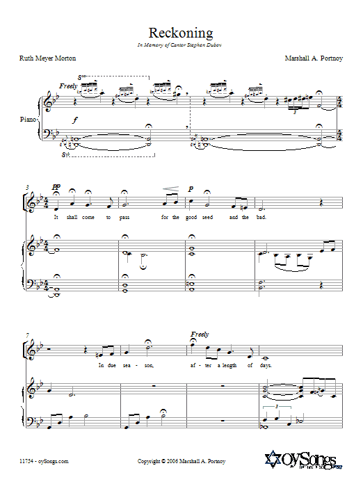 Marshall Portnoy Reckoning sheet music notes and chords. Download Printable PDF.