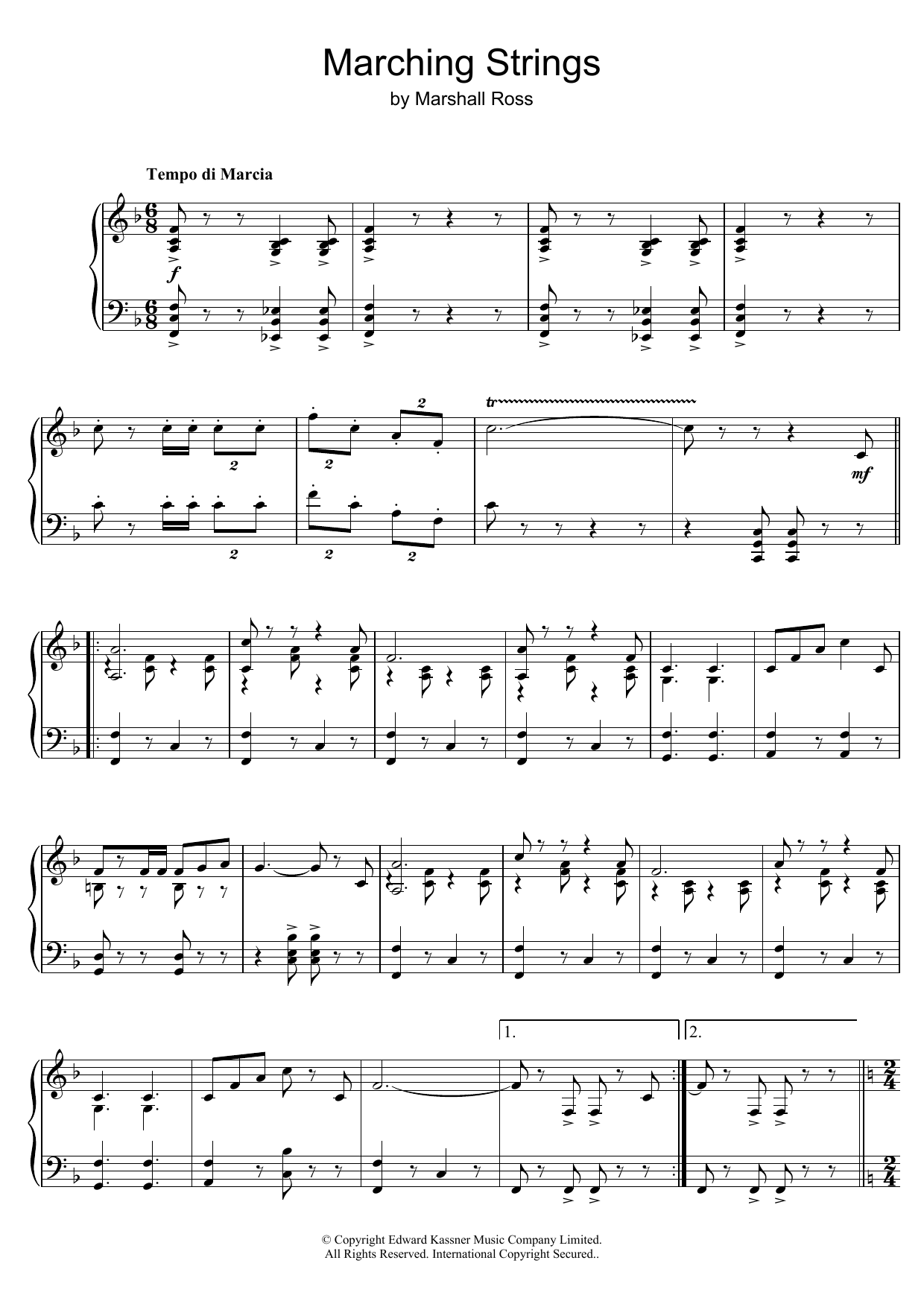 Marshall Ross Marching Strings sheet music notes and chords. Download Printable PDF.