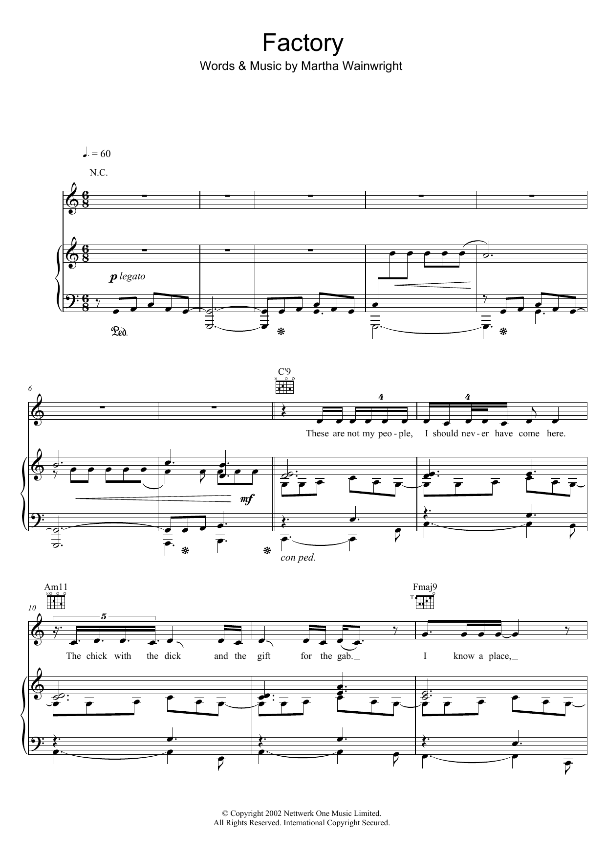 Martha Wainwright Factory sheet music notes and chords. Download Printable PDF.