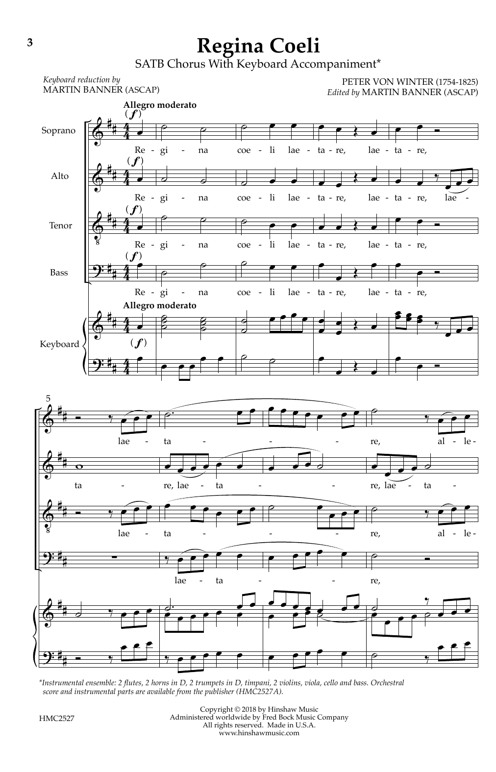 Martin Banner Regina Coeli sheet music notes and chords. Download Printable PDF.