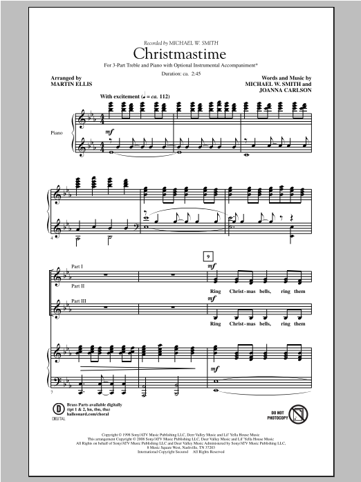 Martin Ellis Christmastime sheet music notes and chords. Download Printable PDF.