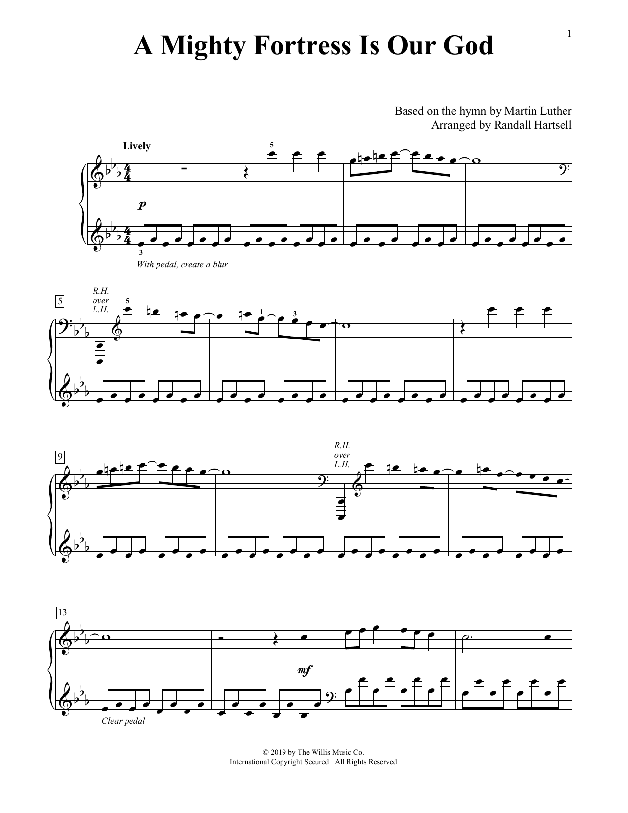Martin Luther A Mighty Fortress Is Our God Arr Randall Hartsell Sheet Music Pdf Notes Chords Sacred Score Educational Piano Download Printable Sku 434368