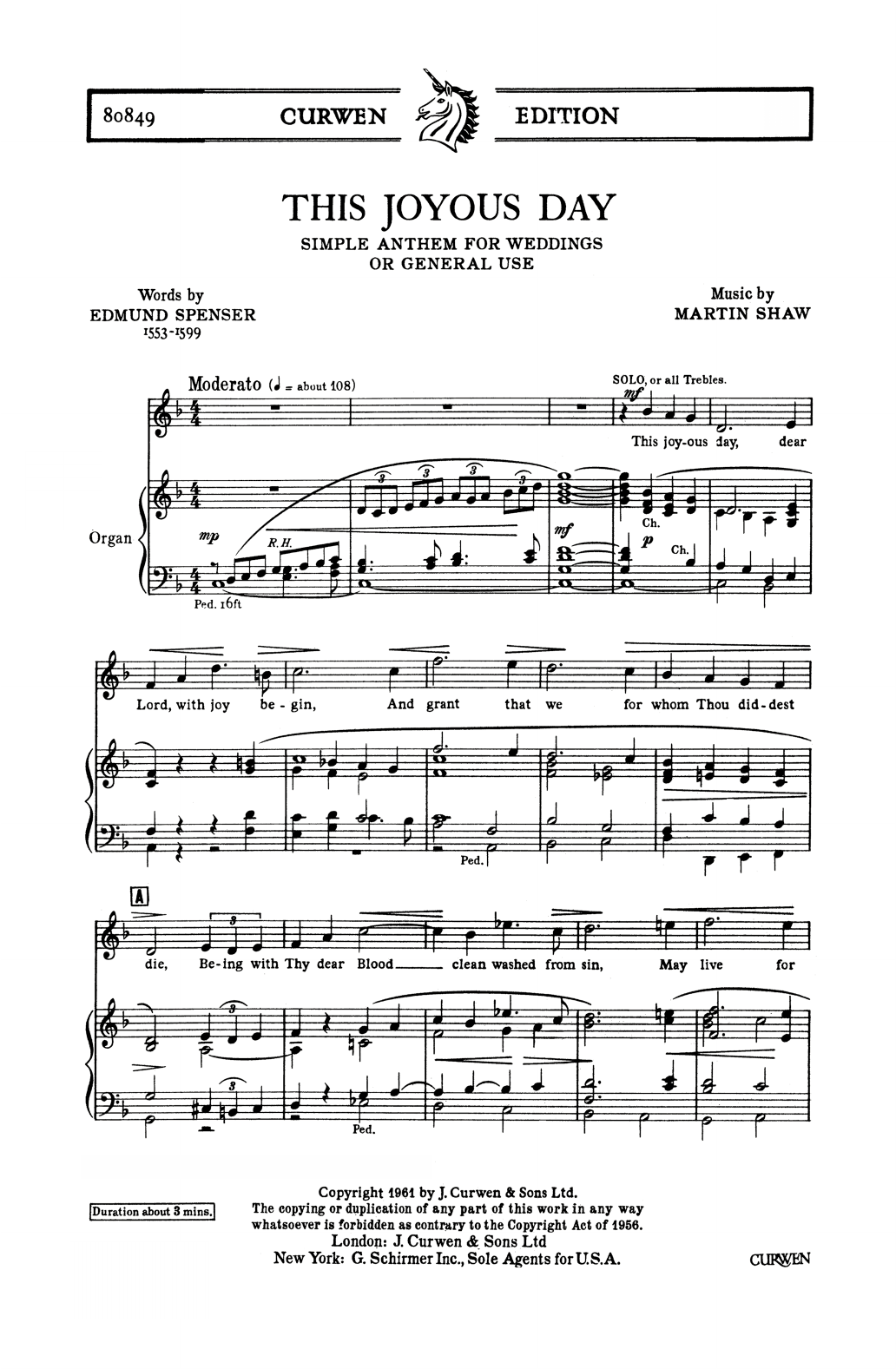 Martin Shaw This Joyous Day sheet music notes and chords. Download Printable PDF.