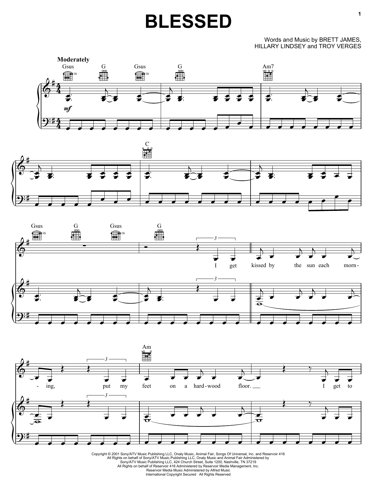 Martina McBride Blessed sheet music for Piano, Vocal & Guitar (Right-Hand Melody) in minutes. Price: 7.8900$ Martina McBride Blessed sheet music notes and chords. Download Printable PDF.