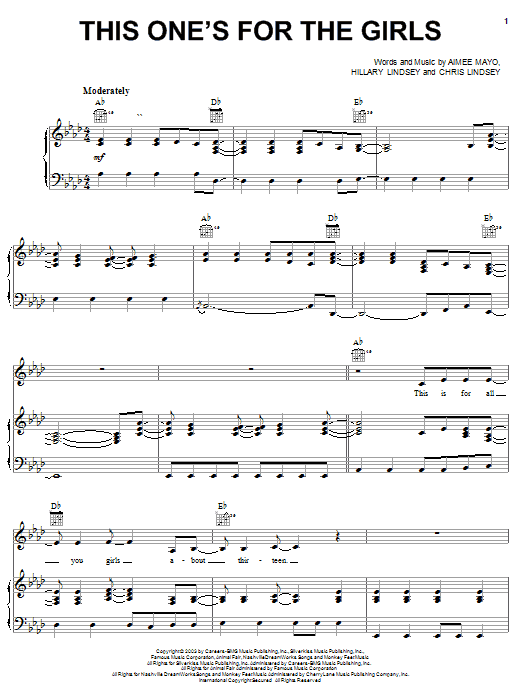 Learn to play Martina McBride This One's For The Girls sheet music for Piano, Vocal & Guitar (Right-Hand Melody) in minutes. Martina McBride This One's For The Girls sheet music notes and chords. Download Printable PDF.