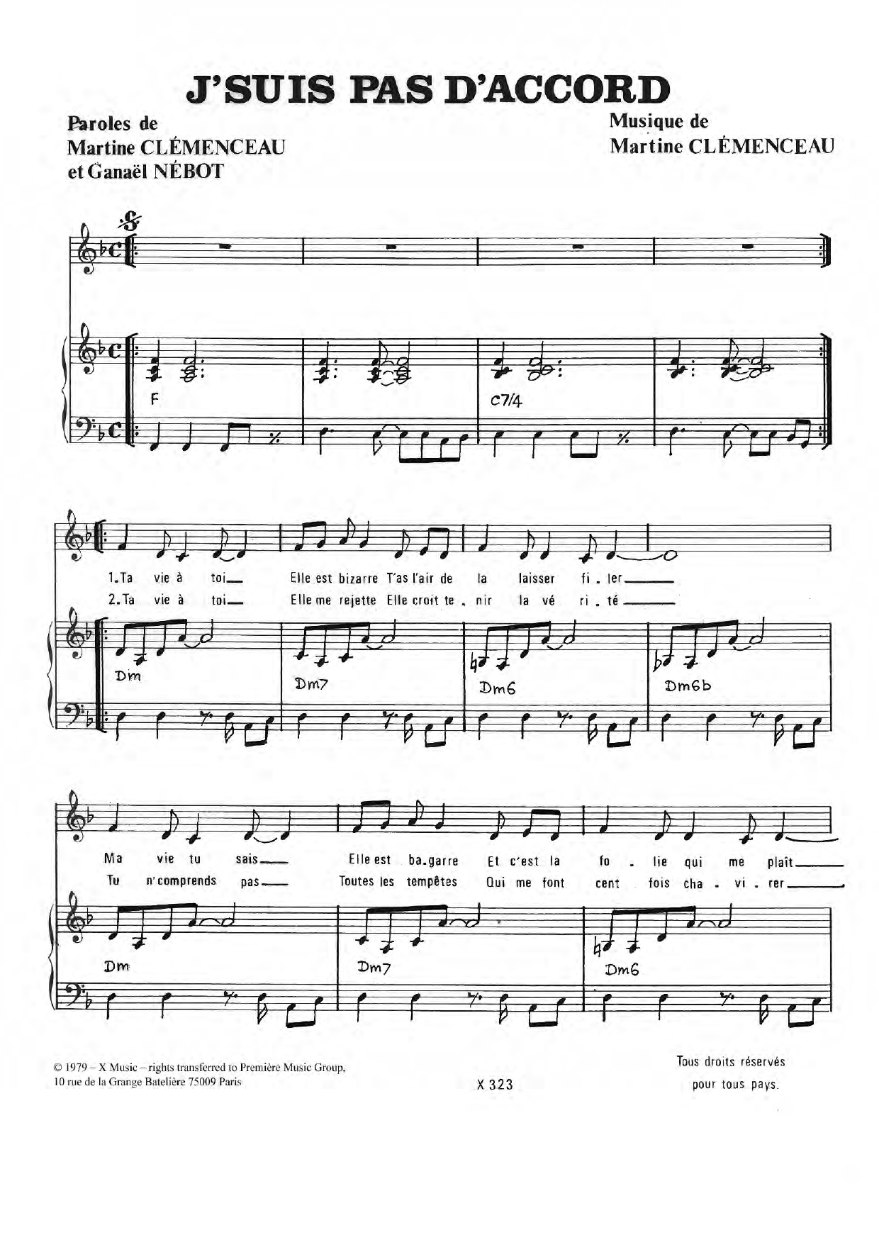 Martine Clemenceau J Suis Pas D Accord Sheet Music Pdf Notes Chords Pop Score Piano Vocal Download Printable Sku 119742 Listen to piano classic chords. fresh sheet music