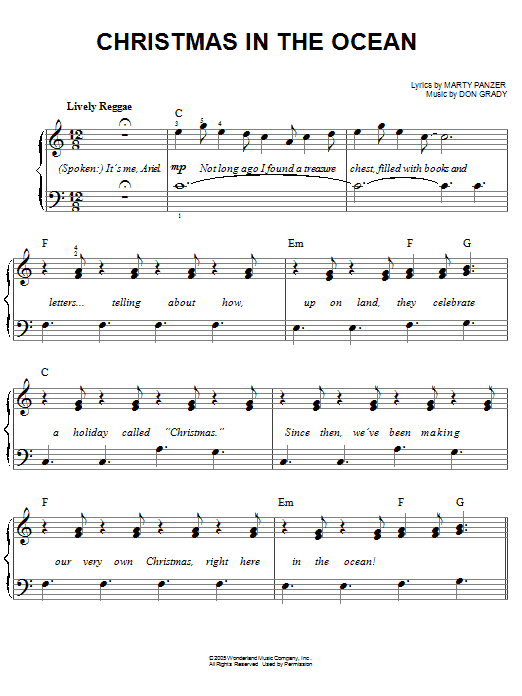 Marty Panzer Christmas In The Ocean sheet music notes and chords. Download Printable PDF.