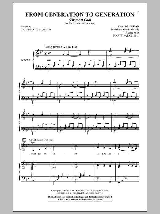 Marty Parks From Generation To Generation (Thou Art God) sheet music notes and chords. Download Printable PDF.