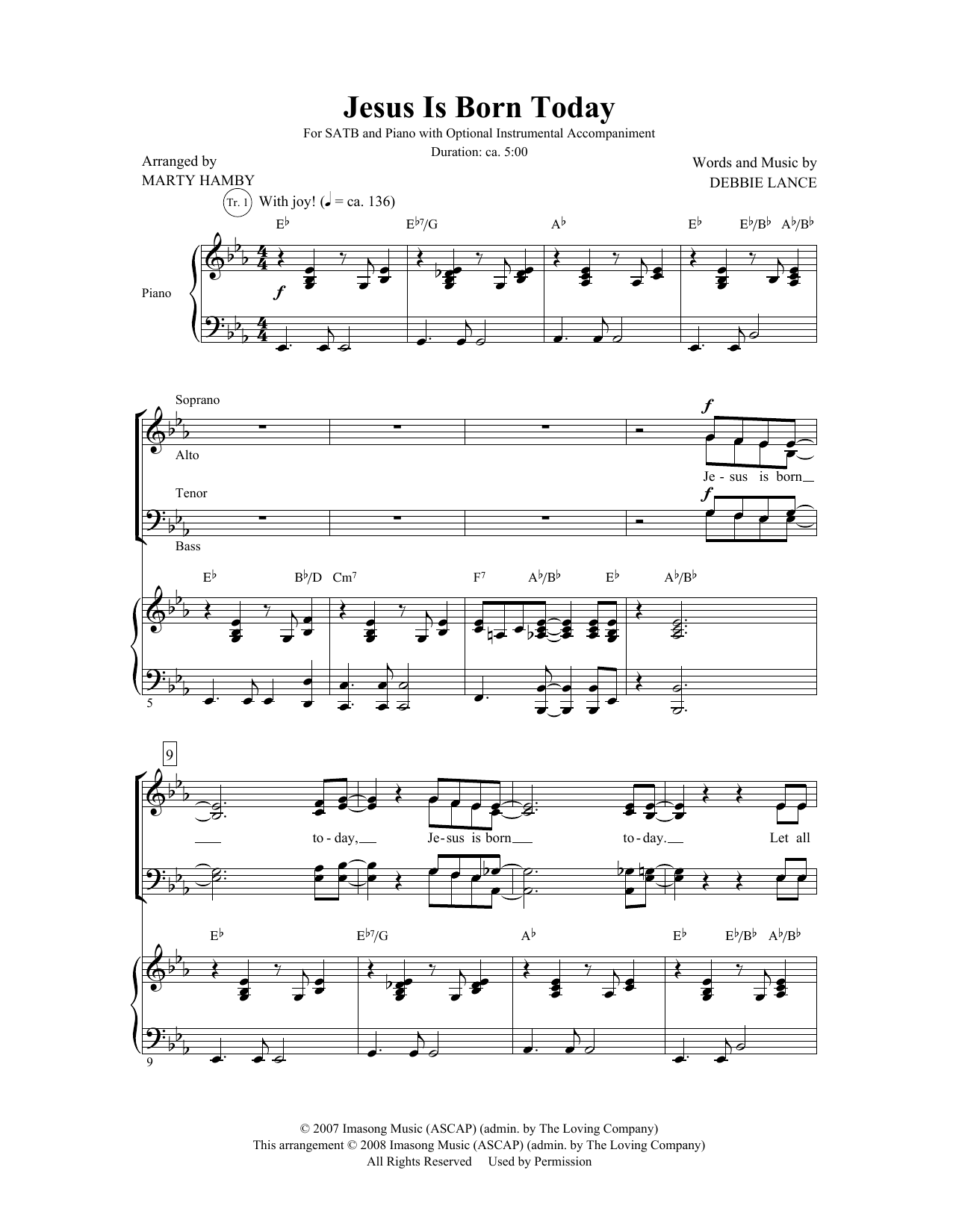 Debbie Lance Jesus Is Born Today (arr. Marty Hamby) sheet music notes and chords arranged for SATB Choir